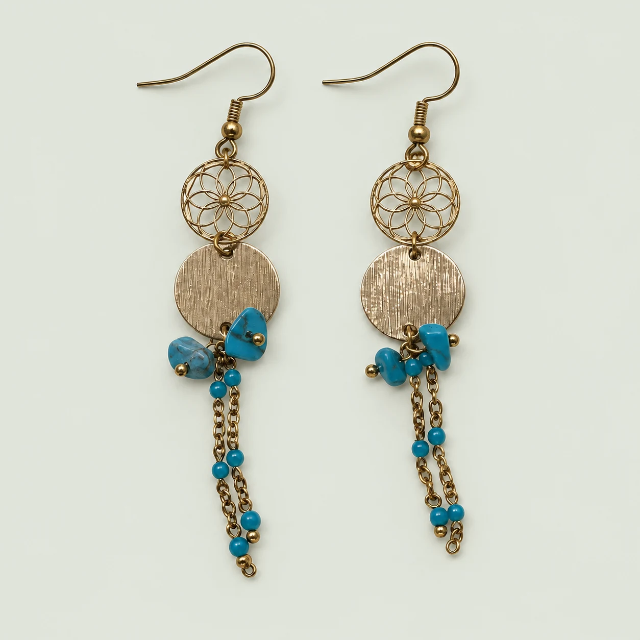 Filigree & disc earrings