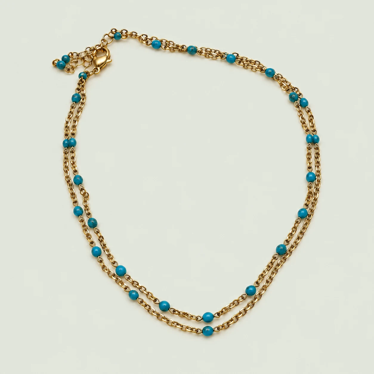 Layered blue bead chain